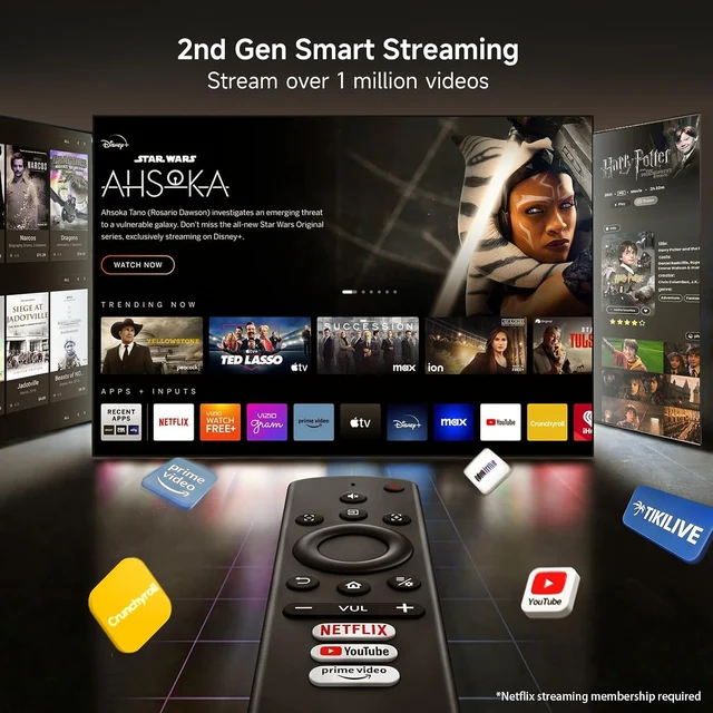 YG381 360-degree streaming-app interface and remote with shortcut buttons